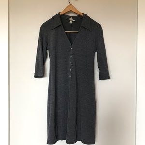Max Studio 🐺 Gray 3/4 Sleeve Button Shift Dress